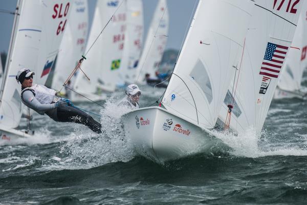 US 470 Annie Haeger & Briana Provancha on day 3 of ISAF Sailing World Cup Miami - photo © Jen Edney / US Sailing Team Sperry