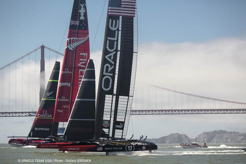 34th America's Cup action in San Francisco photo copyright Guilain Grenier / ORACLE TEAM USA taken at  and featuring the AC72 class