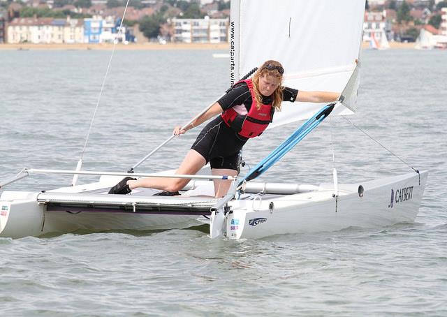 First lady Jenny Ball at the Sprint 15 Nationals at Thorpe Bay photo copyright Irina Tretyakova taken at Thorpe Bay Yacht Club and featuring the Dart 15 class