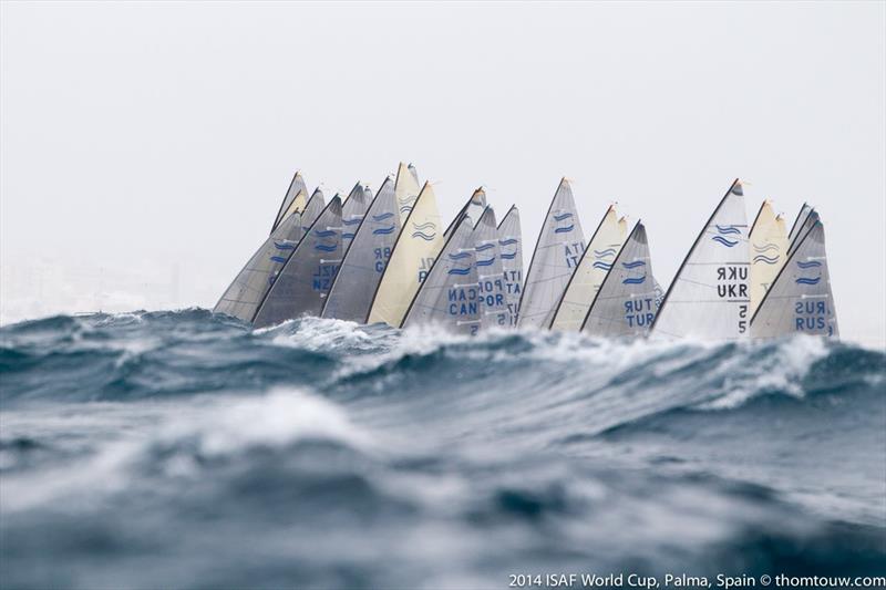 Big winds and waves on day 4 of ISAF Sailing World Cup Mallorca photo copyright Thom Touw / www.thomtouw.com taken at  and featuring the Finn class