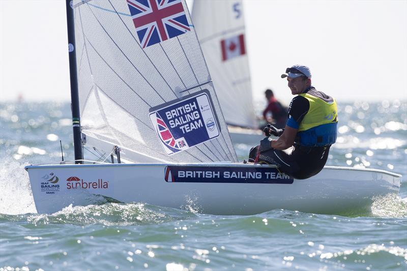 Giles Scott on day 4 at ISAF Sailing World Cup Miami photo copyright Ocean Images / British Sailing Team taken at Coconut Grove Sailing Club and featuring the Finn class