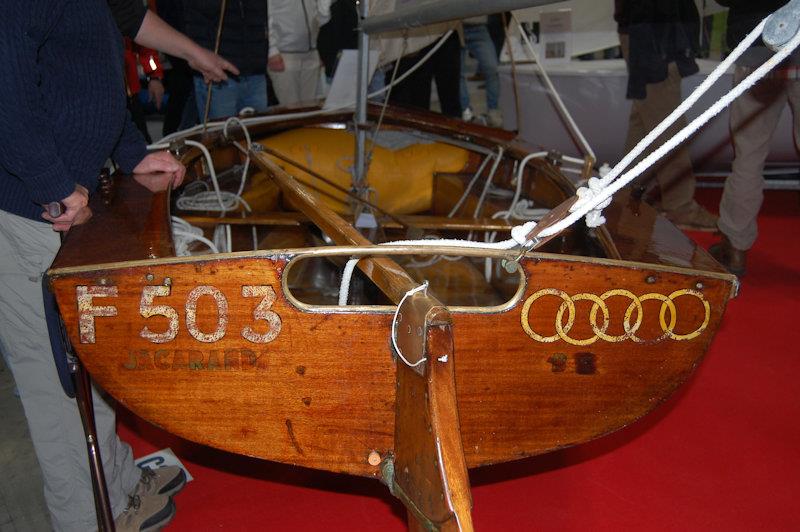 The difference between the Olympic boats and the main production run was the skilfully inlaid sail number and Olympic rings on the transom - photo © Dougal Henshall