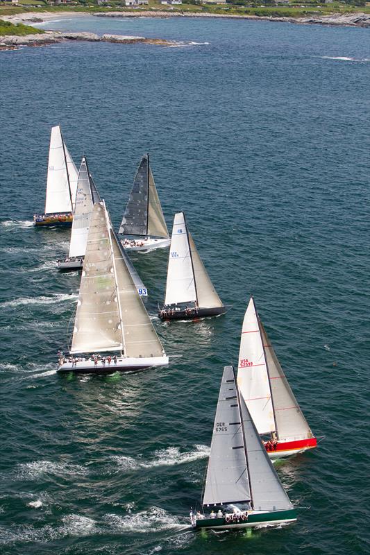 The second of three starts to the Transatlantic Race 2011, off Castle Hill Lighthouse in Newport, Rhode Island photo copyright Amory Ross / Transatlantic Race 2011 taken at New York Yacht Club and featuring the IRC class