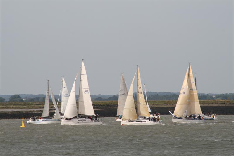 Preparing for the start of the Town Cup on a breezy day on the River Crouch at Burnham Week 2014 photo copyright Sue Pelling taken at Royal Burnham Yacht Club and featuring the IRC class