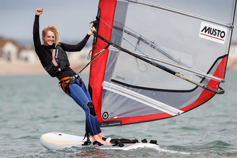 Girls RS:X Gold for Erin Watson at the RYA Youth Nationals photo copyright Paul Wyeth / RYA taken at Hayling Island Sailing Club and featuring the RS:X class