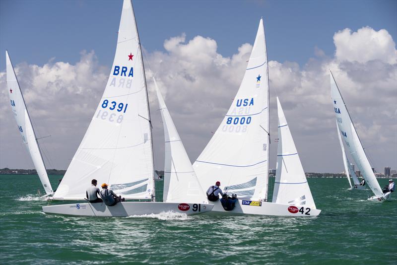 Star Class sailing at the Bacardi Cup - Bacardi Miami Sailing Week day one photo copyright Cory Silken taken at Coral Reef Yacht Club and featuring the Star class