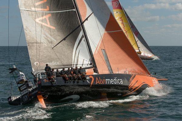 Team Alvimedica training in Lisbon with Abu Dhabi Ocean Racing photo copyright Gilles Martin-Raget / Team Alvimedica taken at  and featuring the Volvo One-Design class