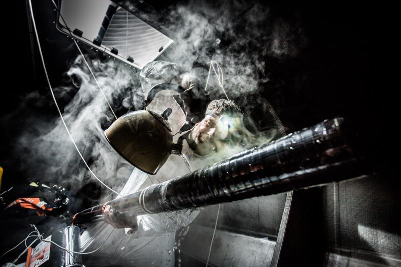 Cooking up a little repair in the Volvo Ocean Race photo copyright Brian Carlin / Team Vestas Win taken at  and featuring the Volvo One-Design class